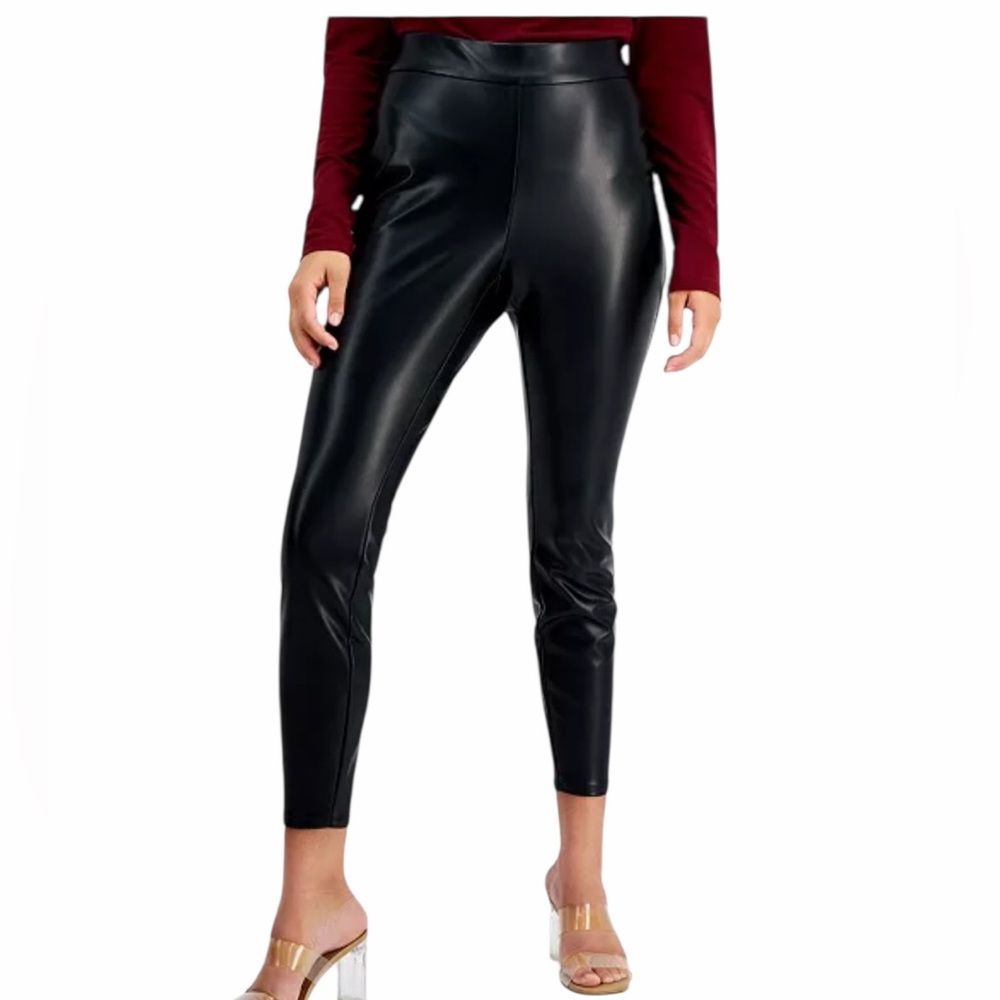 Bar III Black Faux Leather Leggings XL